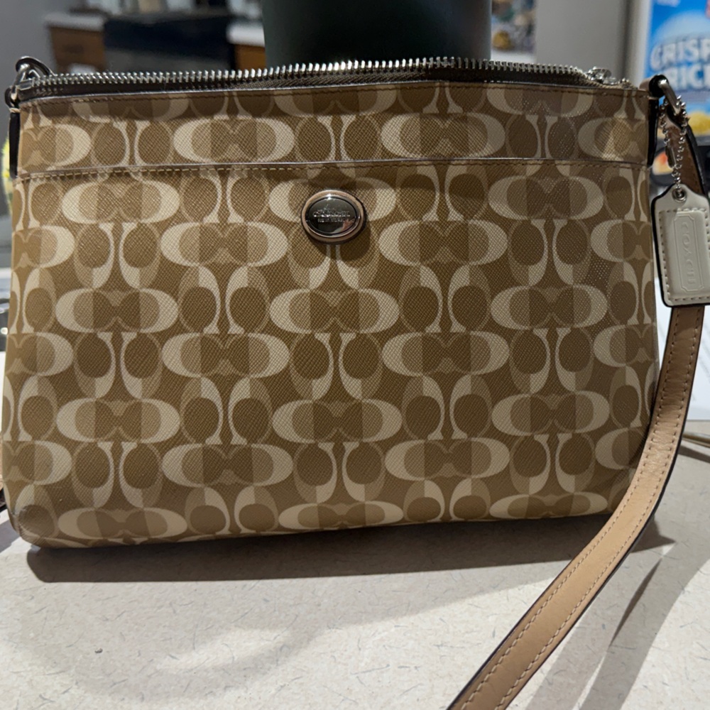 Coach Brown Crossbody Bag with Signature Design